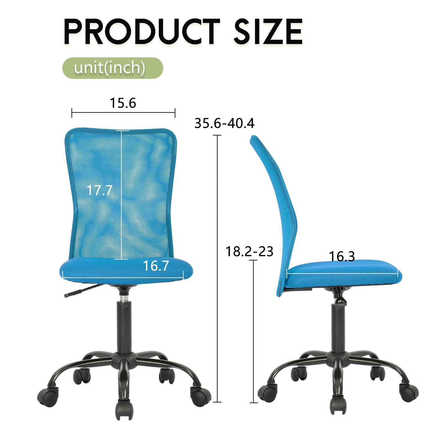 BestOffice Ergonomic Office Chair Desk Chair Mesh Computer Chair Armless Back Support Modern Executive Rolling Swivel Chair with Lumbar Support（Blue）
