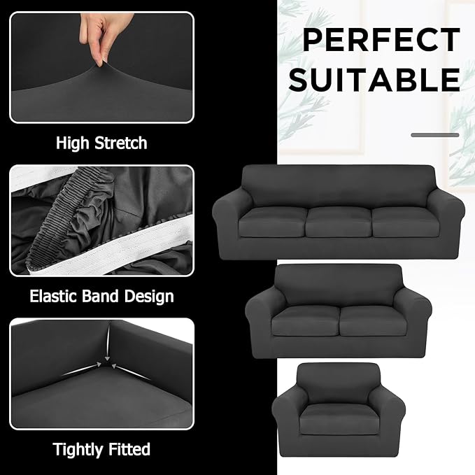 HunnmingRe Sofa Covers for 3 Cushion Couch Stretch Sofa and Loveseat Covers Set