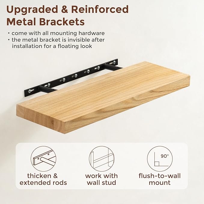 fuqing Natural Wood Floating Shelves | 24 Inch Floating Shelves