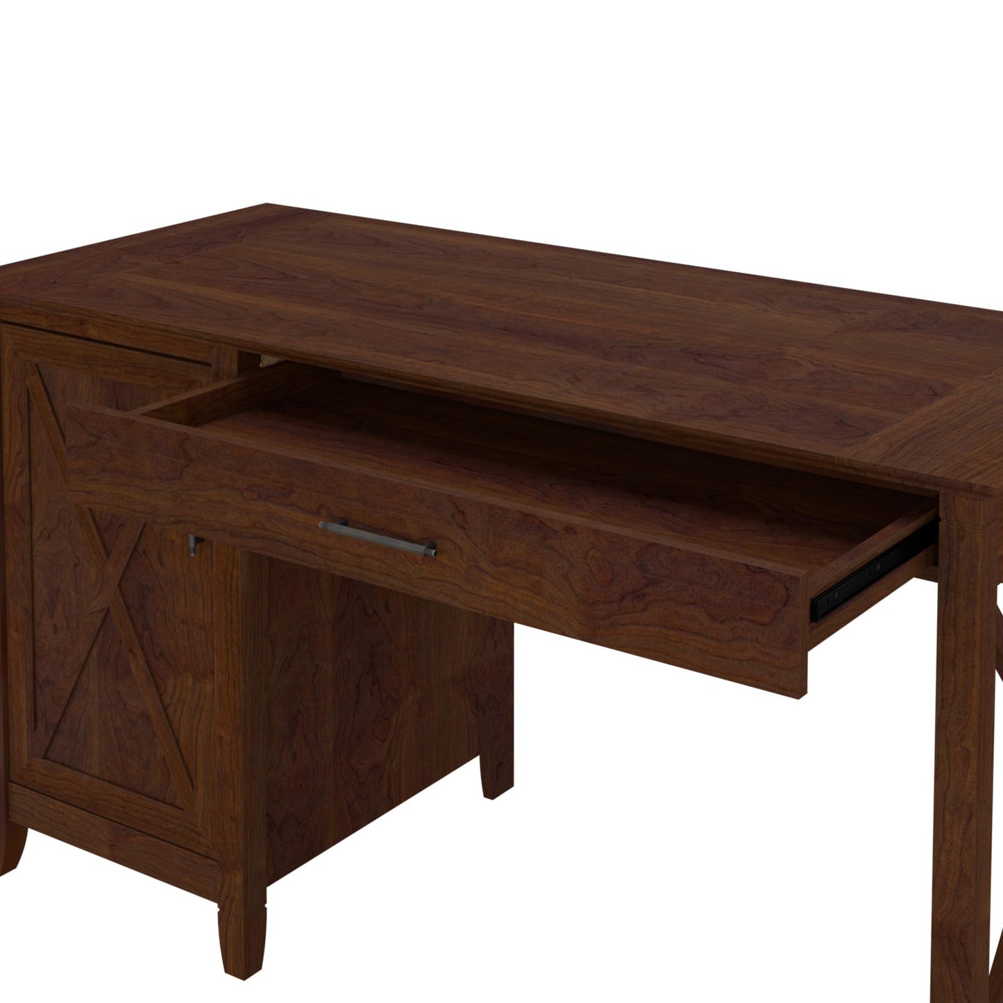 Bush Home Key West Computer Desk with Storage | Farmhouse PC Table for Home Office in Bing Cherry | 54W x 24D
