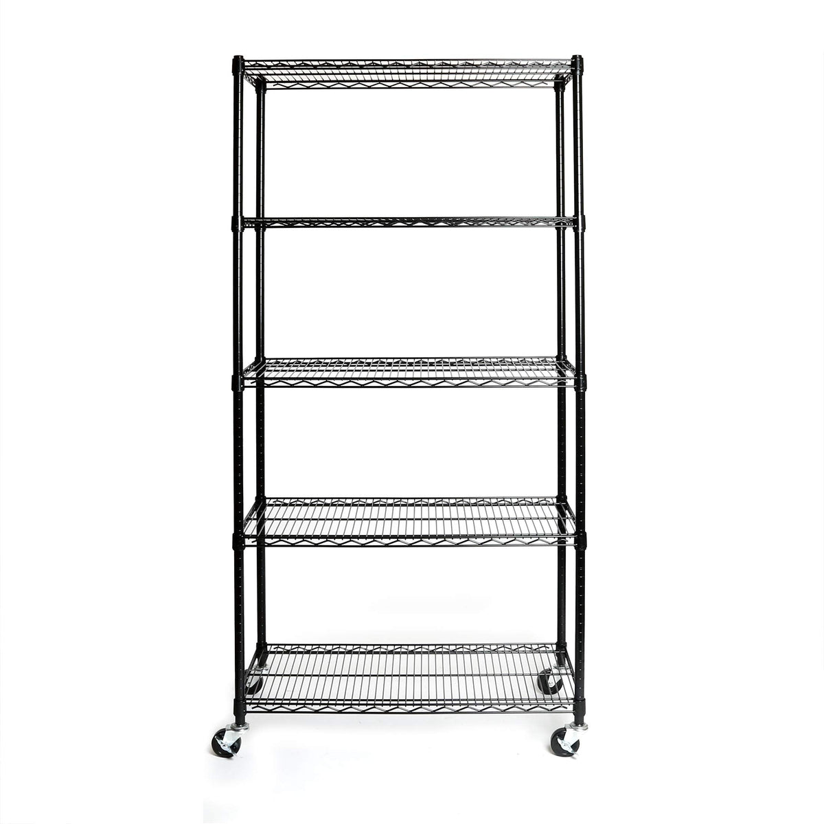 Seville Classics UltraDurable Heavy Duty NSF Solid Steel Wire Rack Storage Unit, Organizer for Garage, Warehouse, Office, Restaurant, Classroom, Kitchen, Black, 5-Tier Shelving, 36" W x 18" D