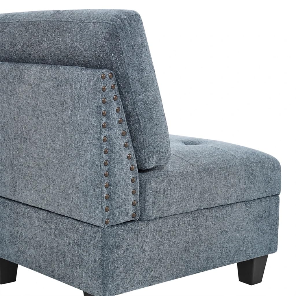 DUYHBAWRS L Shape Modular Sectional Sofa，Includes Three Single Chair and Corner ，Navy Chenille