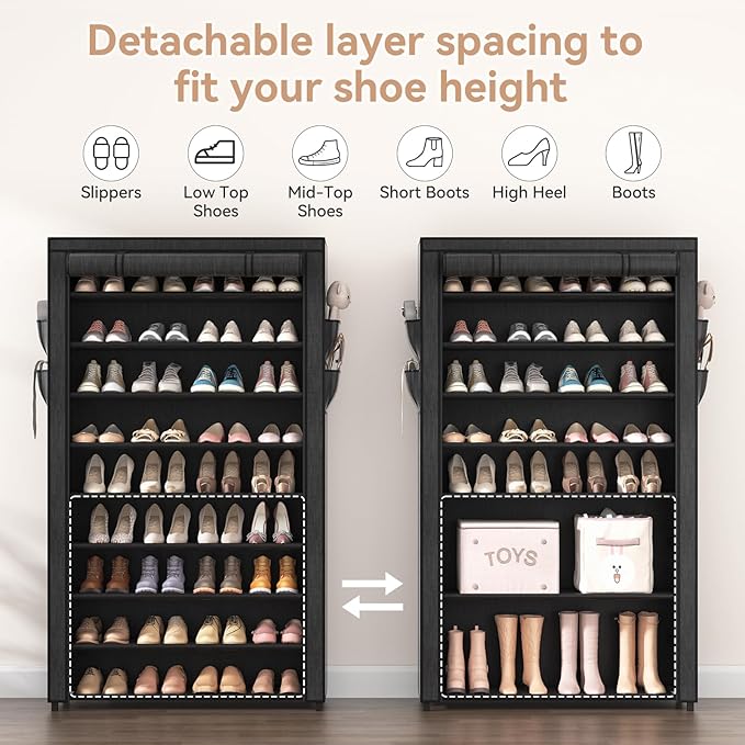 LANTEFUL Shoe Rack with Covers