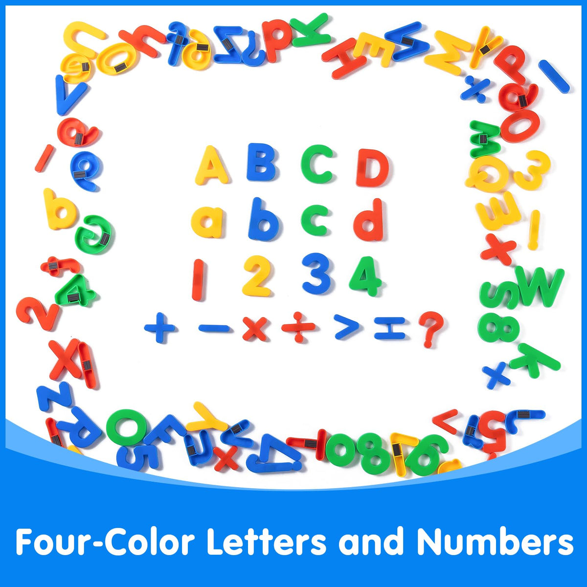 Odoorgames Magnetic Letter and Number Trays (13" X 10") - 100 Pcs Math Linking Cubes with 384 Cartoon Stickers