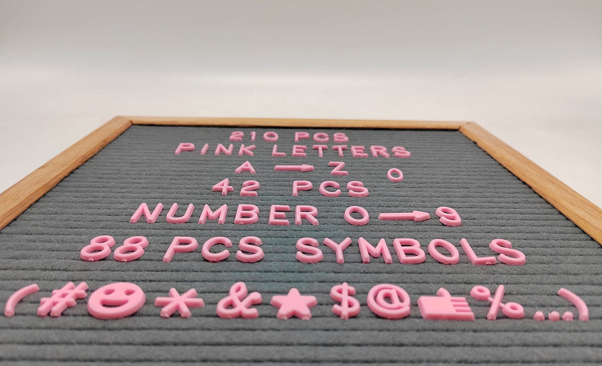 G GAMIT Felt Letter Board Letters Sets - Pre-cut 340pcs 3/4 Inch(0.75") Pink Letters with Canvas Bag(No Board Included)