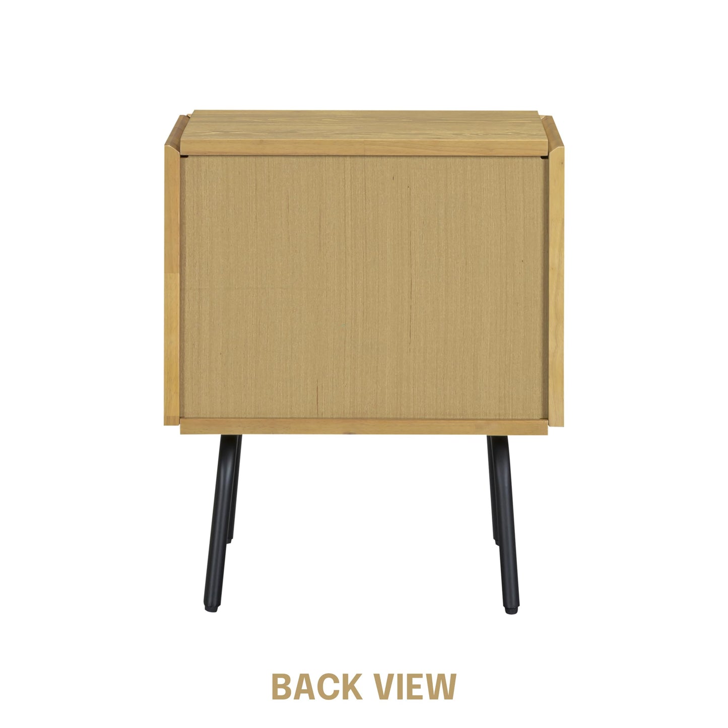 NTC Solid Oak Drawer Face Lulu Nightstand with Natural Rattan Drawer, Mid-Century Side Table for Bedroom, Bedside Furniture, End Table – Waterproof, Heat Resistant, Easy to Assemble - Sand