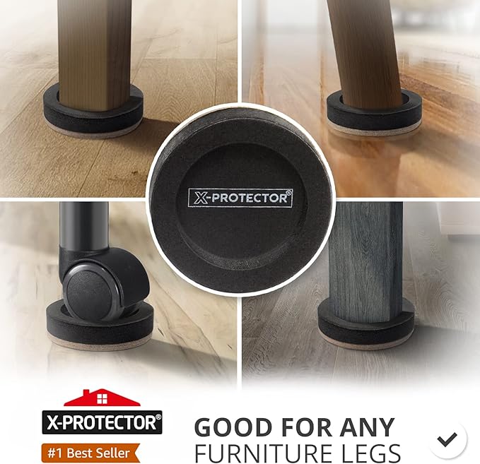 Felt Furniture Sliders for Hardwood Floors X-PROTECTOR 8 PCS 3 ½”
