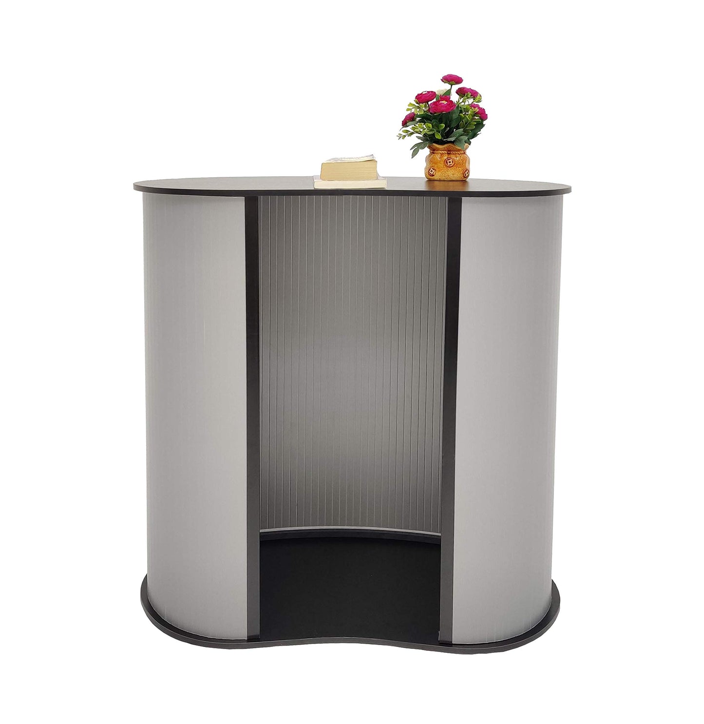 FixtureDisplays 36.4" TallX35.6 WX17 Deep Portable Lightweight Tradeshow Podium Lectern Pulpit Economy Event Party Wedding White Or Black Easy to Carry Speaker Organizer Table Countertop 15111-2D