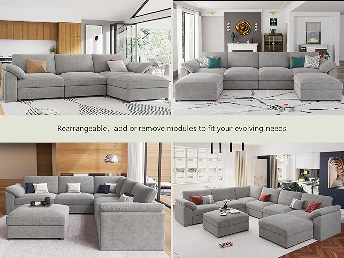 EASE MOOSE Sectional Modular Sofa, Comfty U Shape Sectional FSC Certified
