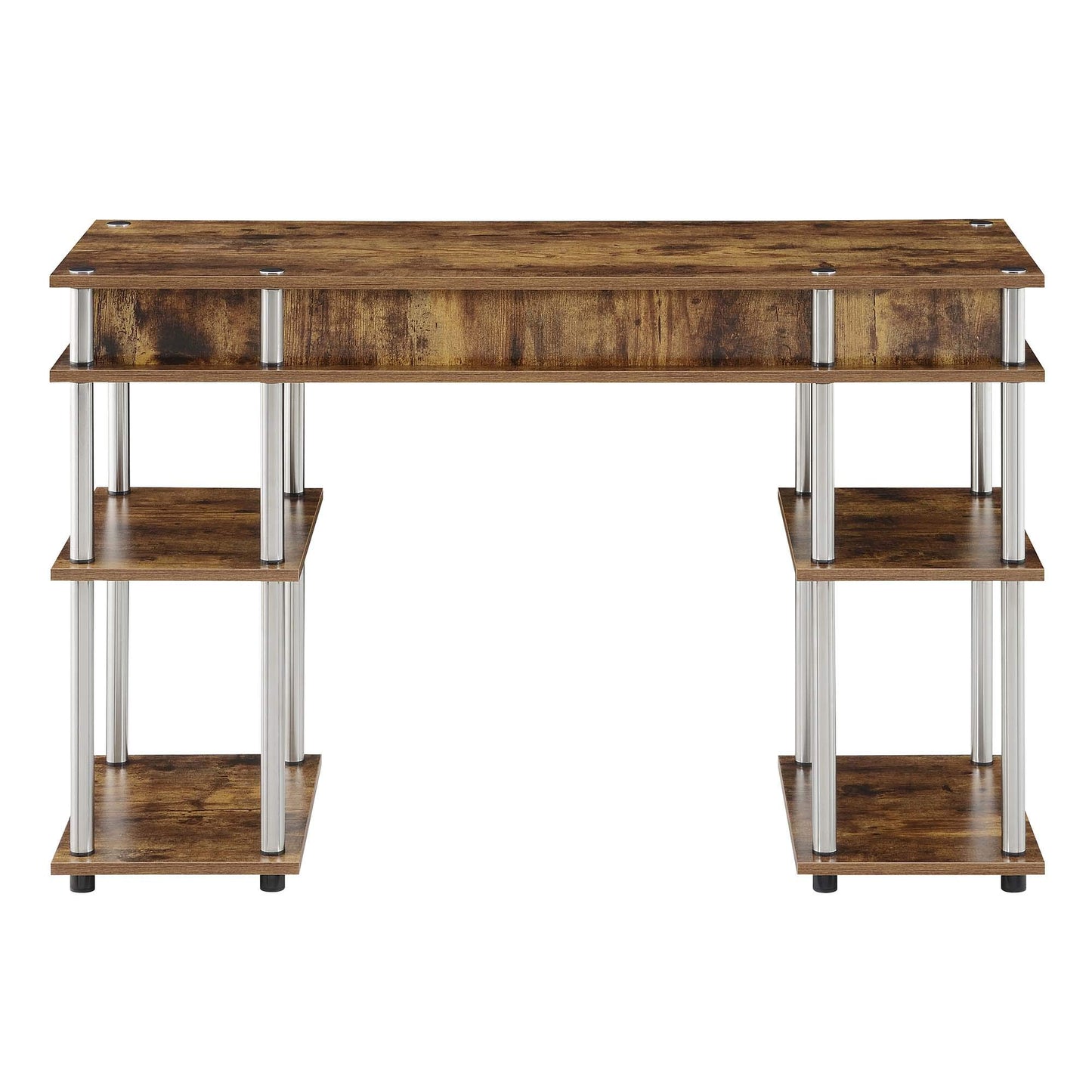 Convenience Concepts Designs2Go No Tools Desk Home Office Desk with Shelves, Corner Shelf Vanity Desk Computer Desk Nail Table for Nail Tech - 47.25" L x 15.75" W x 30" H, Barnwood