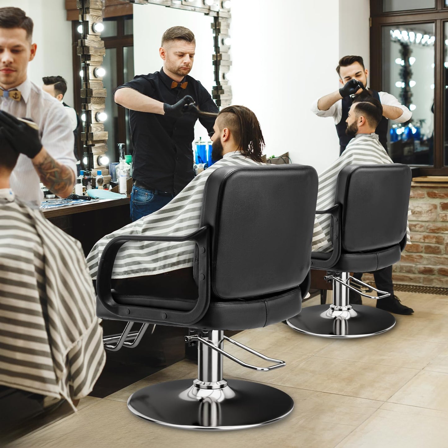 Barber Chair for Hair Stylist- Comfortable Cushion，360° Swivel，Adjustable Height，Capacity 350 LBS with Heavy Duty Hydraulic Pump，Hairdresser Salon Chair for for Hair Stylists，Home，Barbershop