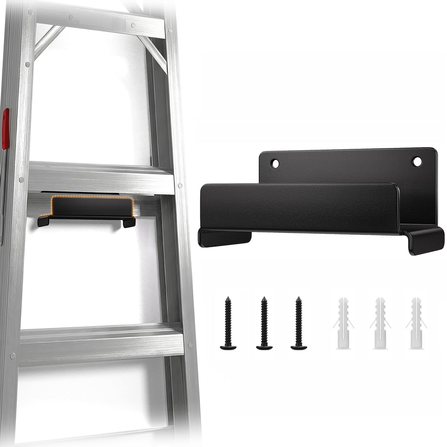niffgaff Ladder Hooks for Garage Wall, 1 Pack Heavy Duty Wall Mount Storage Hanger for Ladders, Chairs & Patio Furniture, Fits Step & Extension Ladders, Garage Organization