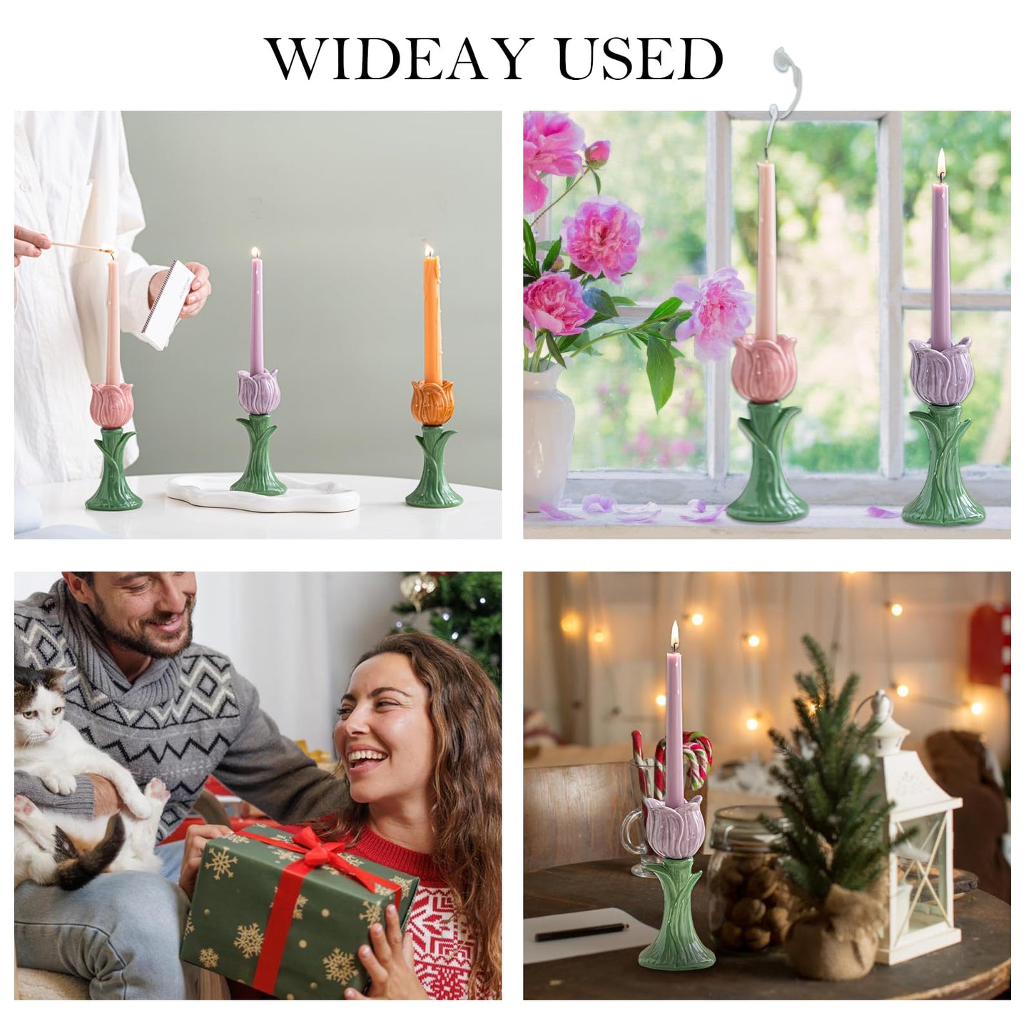 Ceramic Candlestick Holder， Candle Holder for Taper Candles,Incense, Santo Palo, Halloween Christmas Wedding Parties, Dining Room Home Decoration Display (Orange)