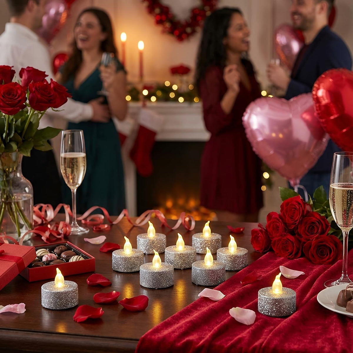 Aulaygo 12Pcs Tea Light Votive Candles with 6h Timer,Led Candles Battery Operated Warm White Flickering for Christmas Decor,Event,Anniversary Party,Wedding(Silver)