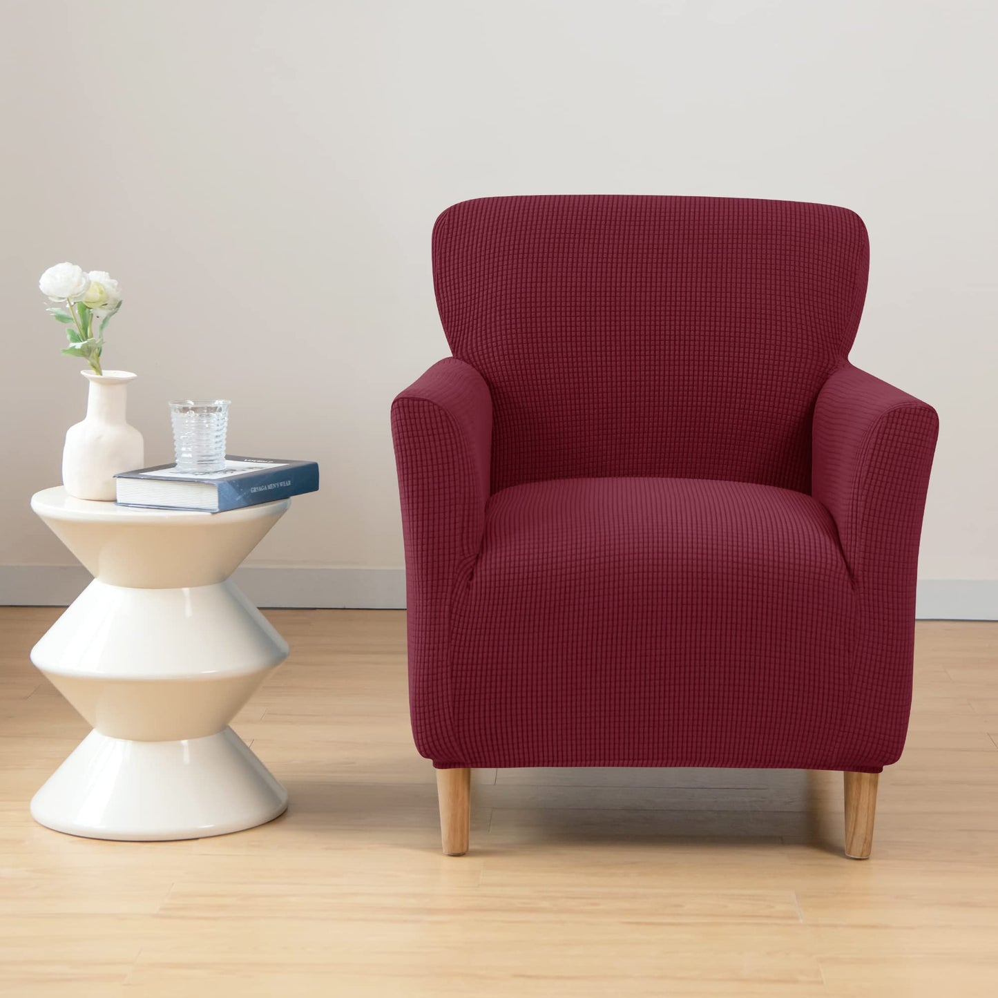 ele ELEOPTION Armchair Slipcovers Chair Covers with Arms Stretch for Living Room Office Arm Club Chair Cover Furniture Protector Red