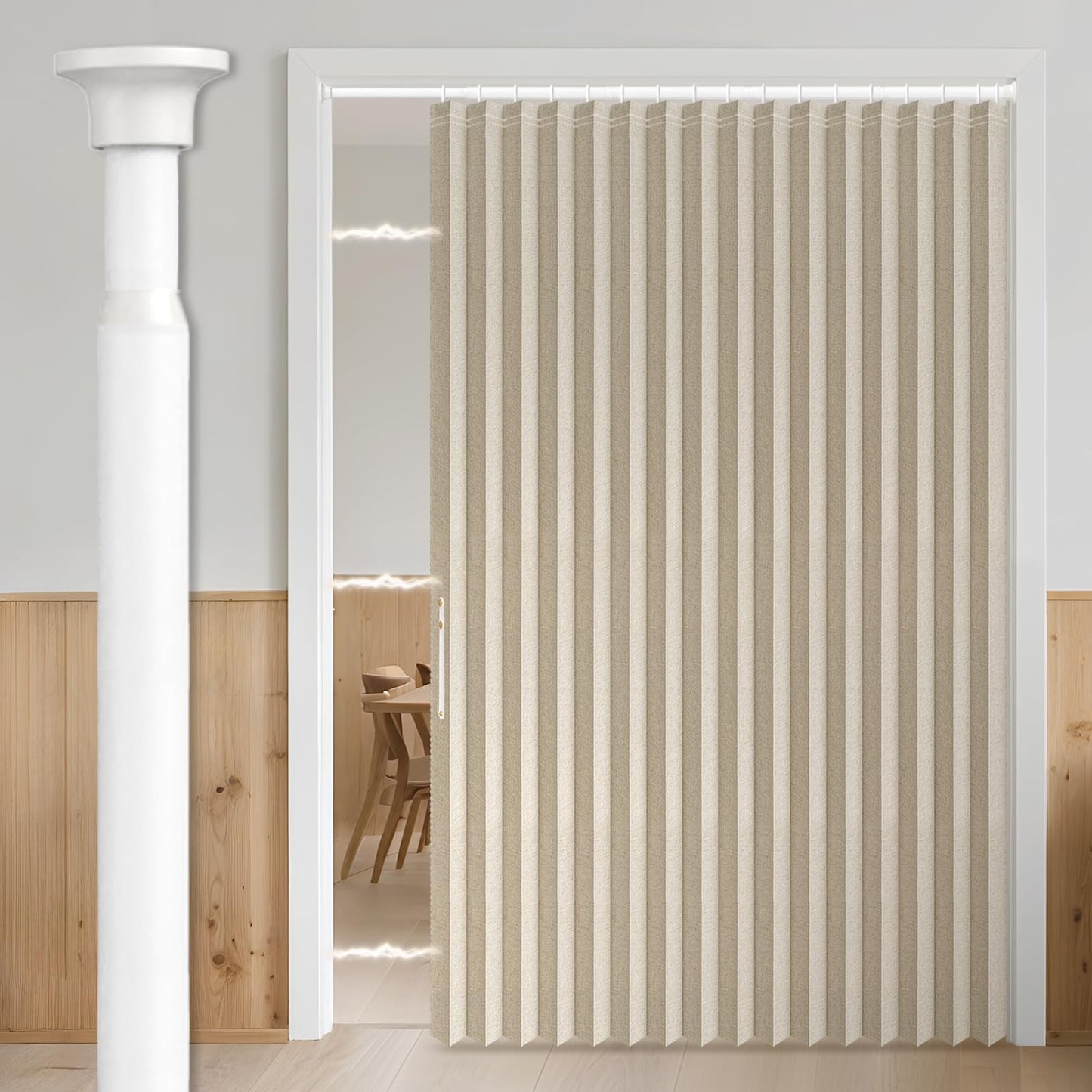 AJAZZ Blackout Accordion Door with Curtain Rods Included Invisible Sliding Glass Door Curtain for Bedroom Living Room Doorway Curtain Sets (1 Pack, 72 W x 78 L, Cream Yellow)