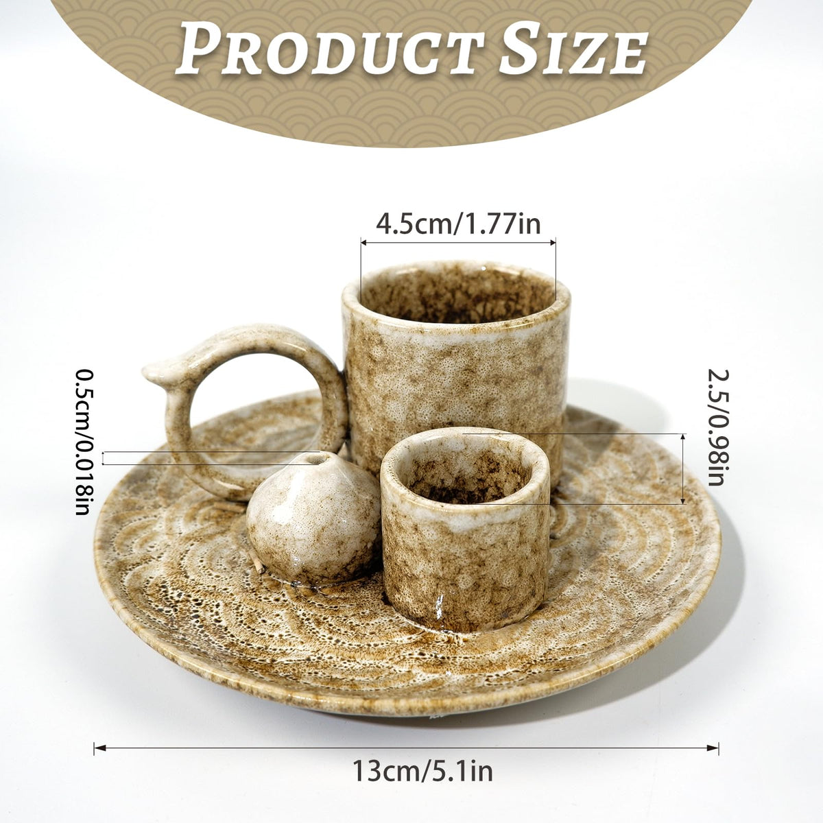 Tnstbiee 4.1-Inch 5-in-1 Ceramic Smudge Bowl-Versatile Incense Stick Holder and Smudging Dish for Palo Santo and Sage–Ideal for Zen Altar, Meditation,Yoga, and Aromatherapy–Easy to Clean Brown Design
