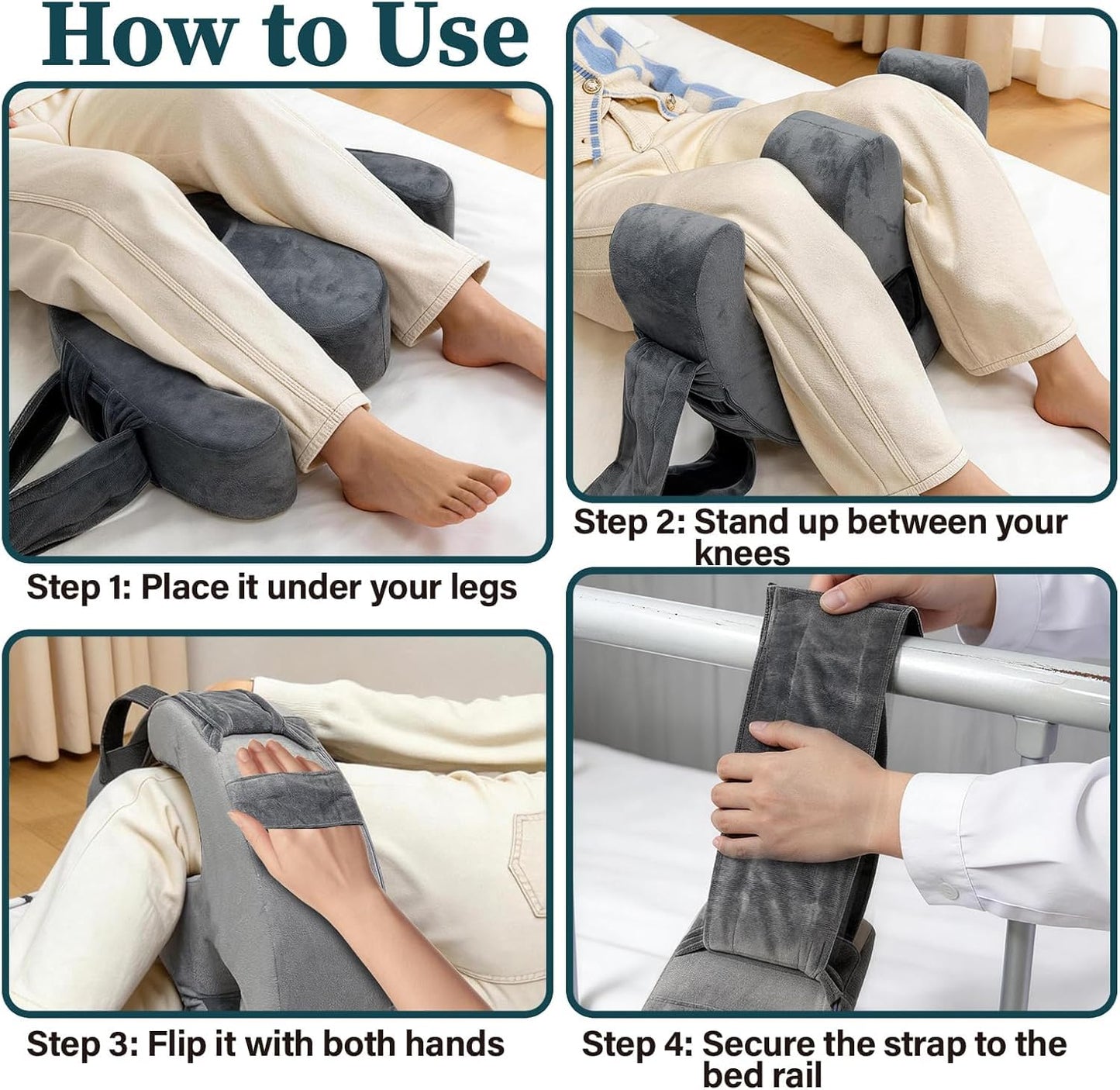 CRAURU Patient Turning Device, U-Shaped Bedridden Turnover Pillow with Strap & Back Support Cushion for Bedsore Pressure Relief, Elderly Nursing Bed Ridden Patient Supplies