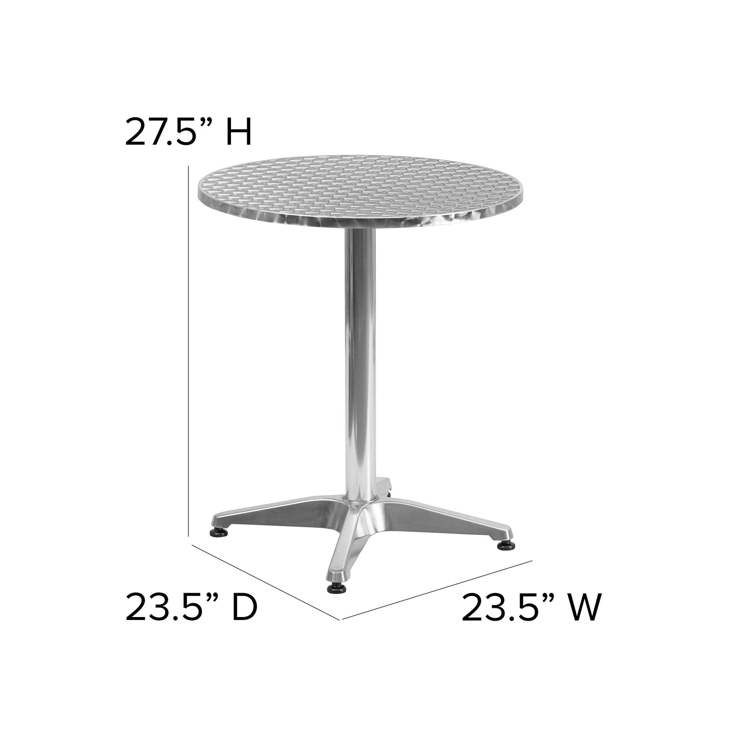 Flash Furniture Mellie Commercial Grade 23.5'' Round Aluminum Indoor-Outdoor Table with Base