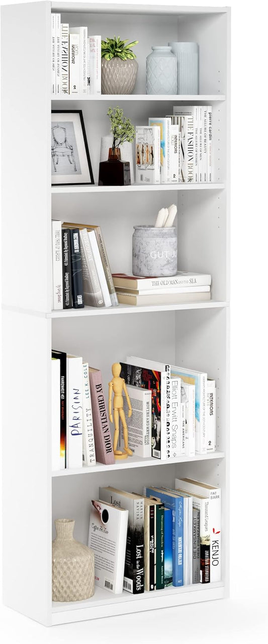 Furinno Jaya Book Shelf, 5-Tier Bookshelf, Bookcase