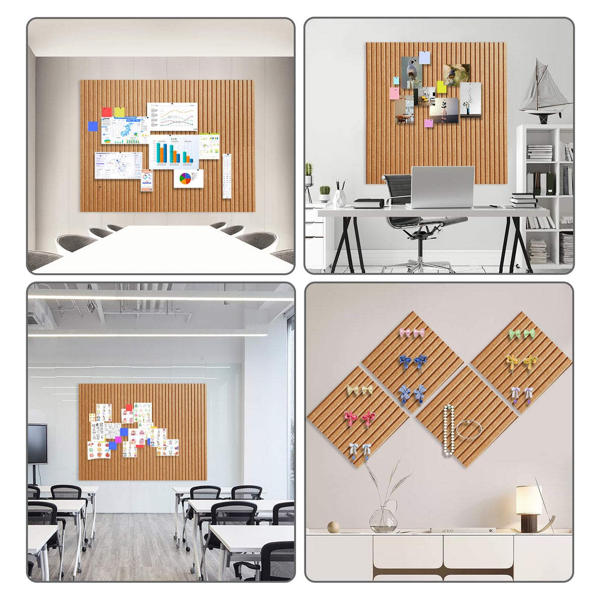 Large Cork Board for Office Decor, 48"x 36" - 1/2” Thick Felt Bulletin Board, 12 Pack Felt Board with Safe Removable Adhesive Tabs, Pin Board Cork Boards for Walls - Burnt Orange