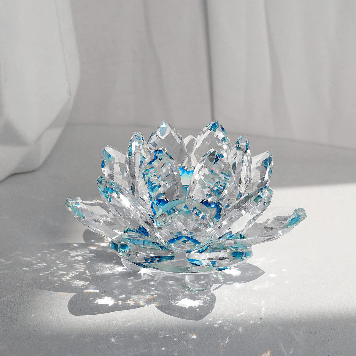 JATYFING 3Inch Crystal Lotus Flower, Blue