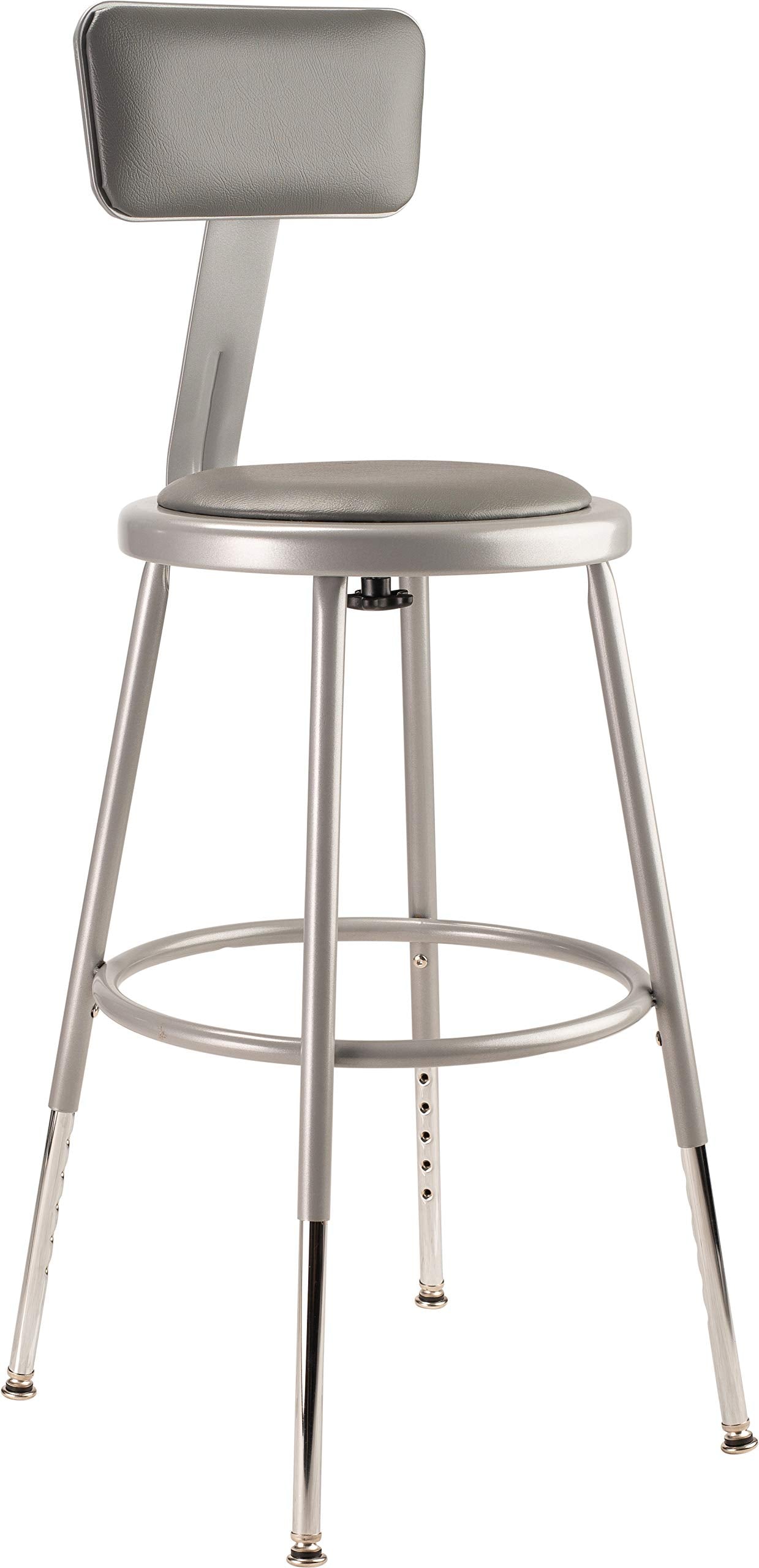 (5 Pack) NPS® 19"-27" Height Adjustable Heavy Duty Vinyl Padded Steel Stool with Backrest, Grey