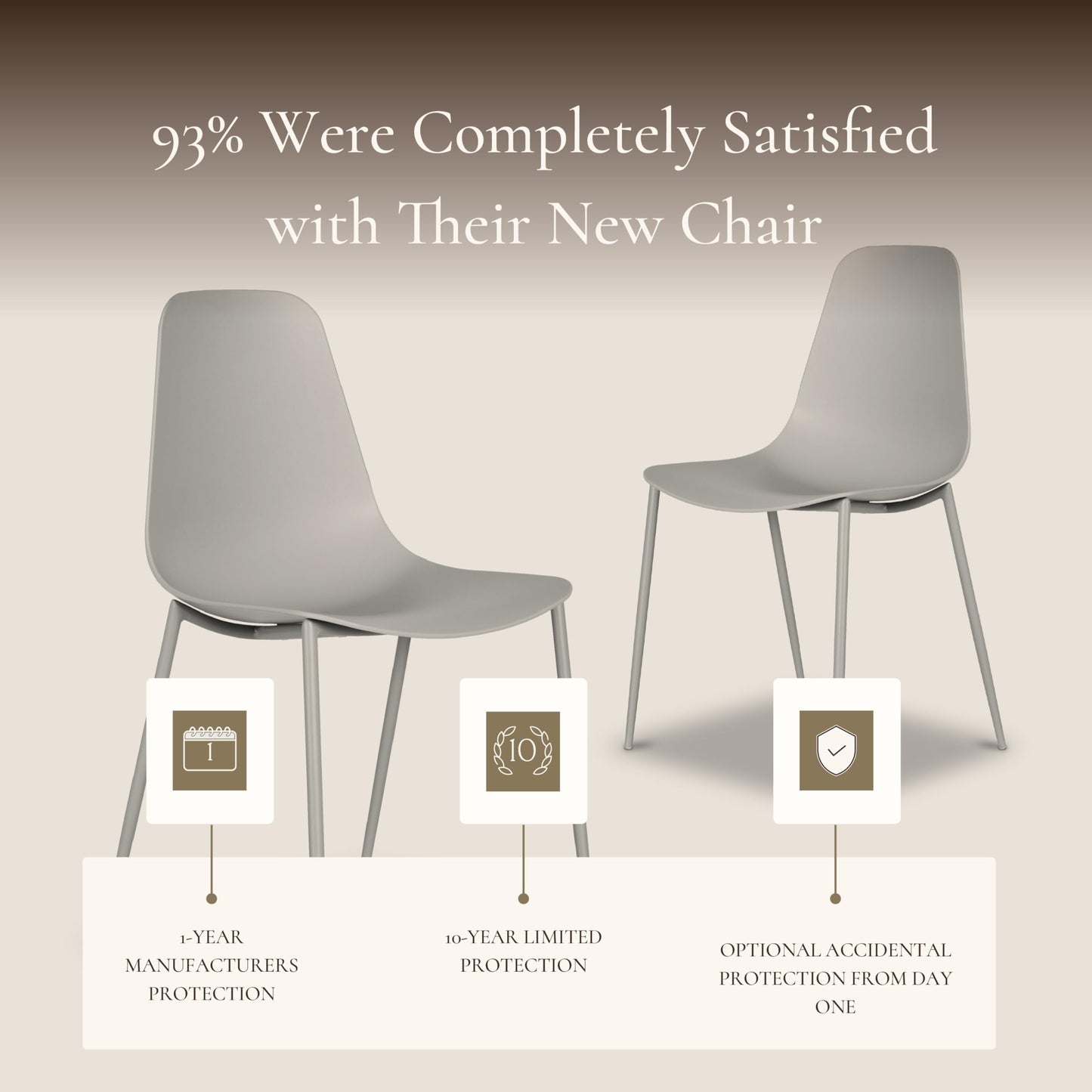 Poly & BARK Isla Modern Kitchen Chairs Set of 4 - Plastic Dining Chair with Metal Legs - Quick Assembly Simple Cafe Chairs Plastic for Indoor or Outdoor - Feather Grey