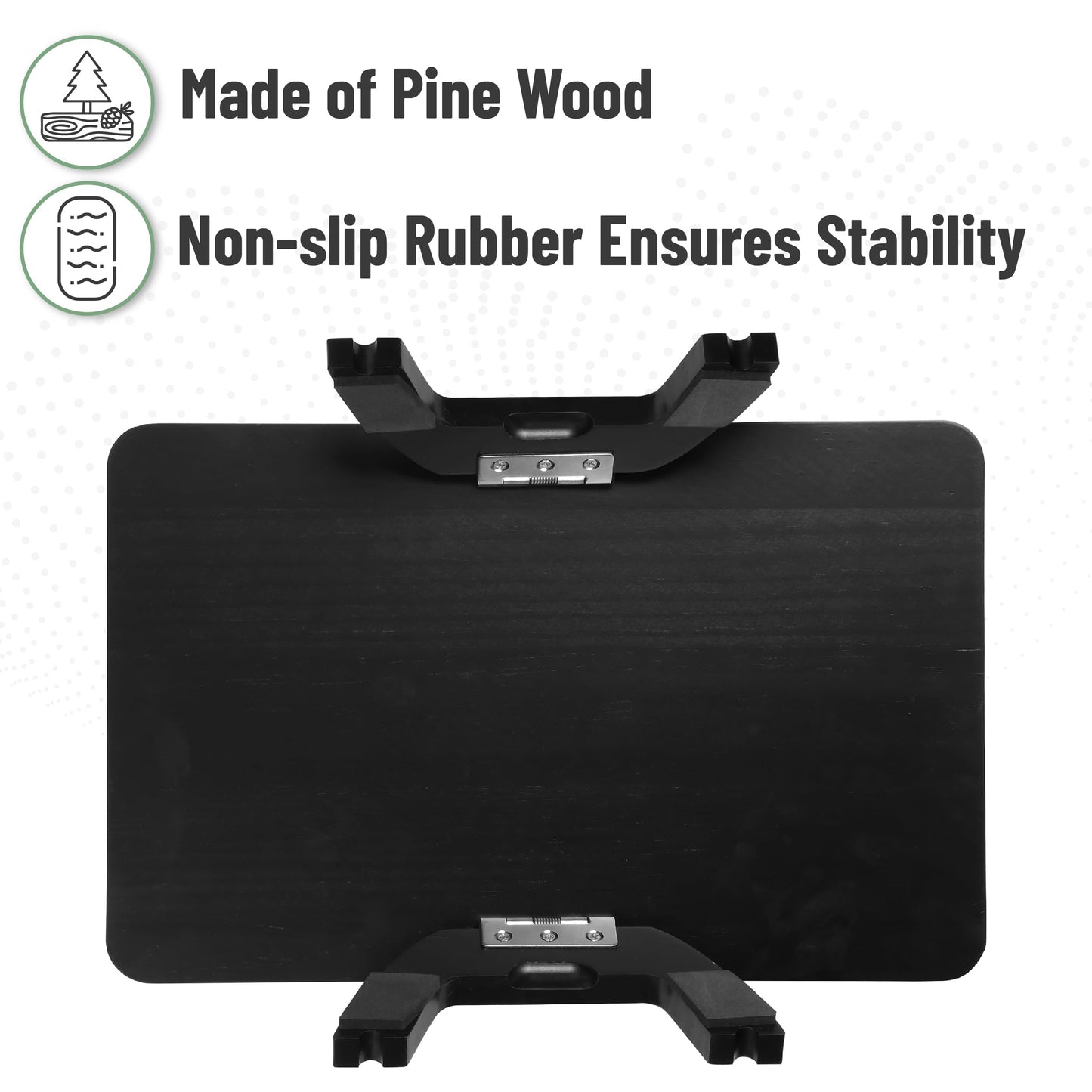 BAMBOO LAND- Couch Arm Tray, Wooden Folding Couch Armrest Table, Black, Rectangular Clip-On Sofa Arm Tray with 360° Rotating Phone Holder