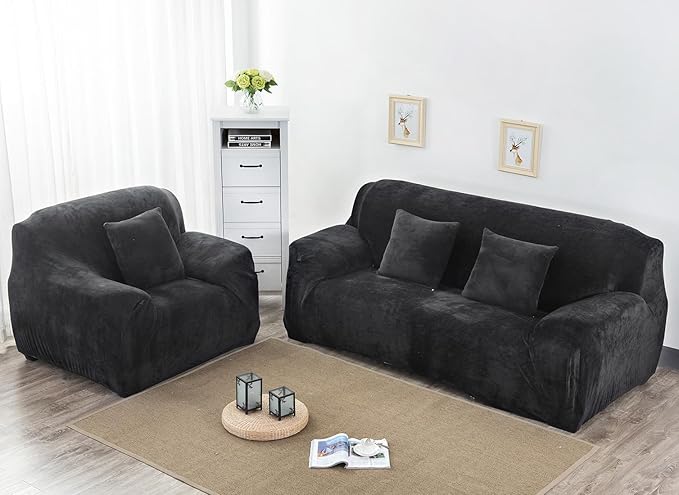 vctops 1-Piece Velvet Plush Stretch Chair Sofa Slipcover Soft Fuzzy Fluffy