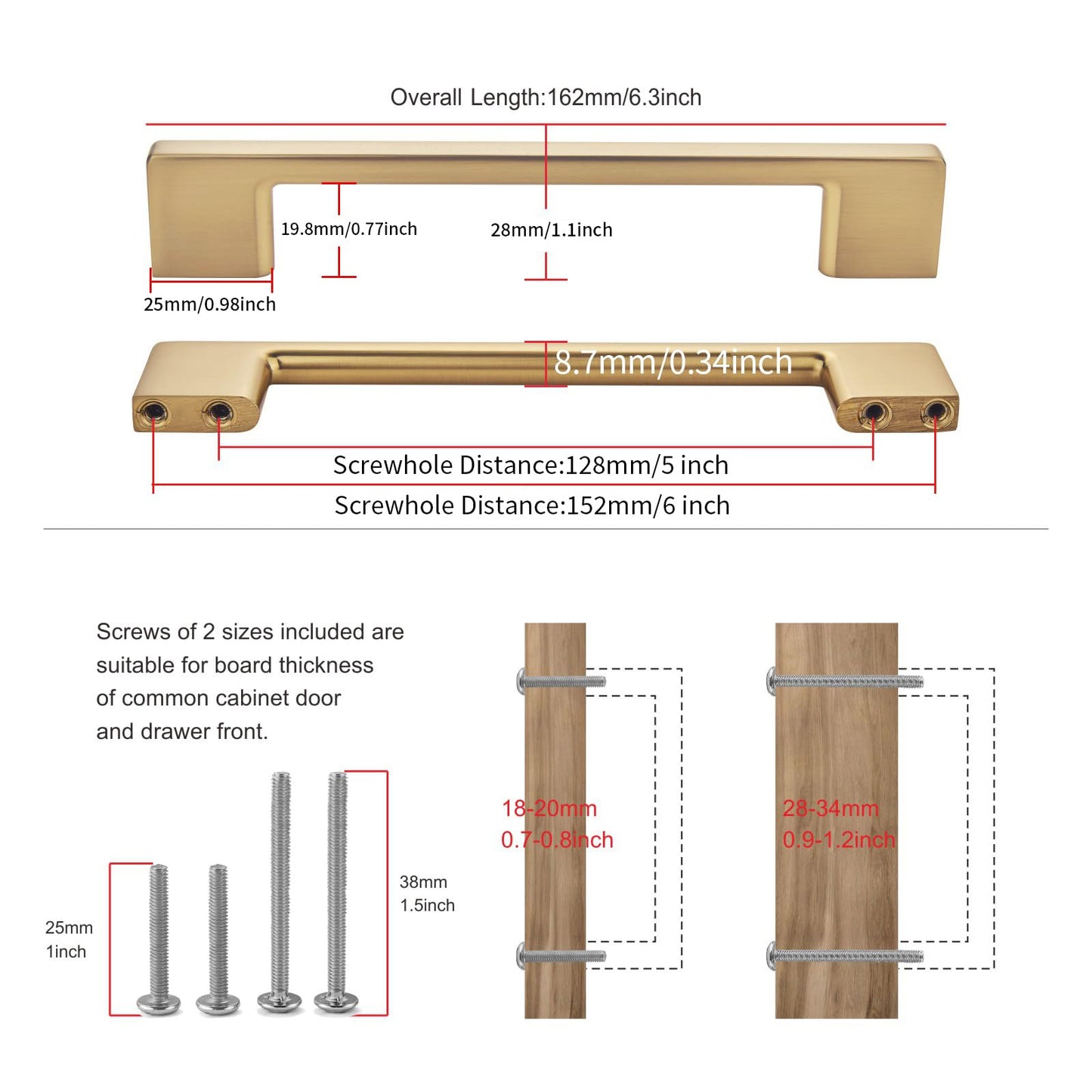 TUNNY 10 Pack Classic Cabinet Handles-5"/128mm Screw Spacing Champagne Bronze Furniture Hardware Handles for Kitchen Cabinets Bedroom Cabinet Pull
