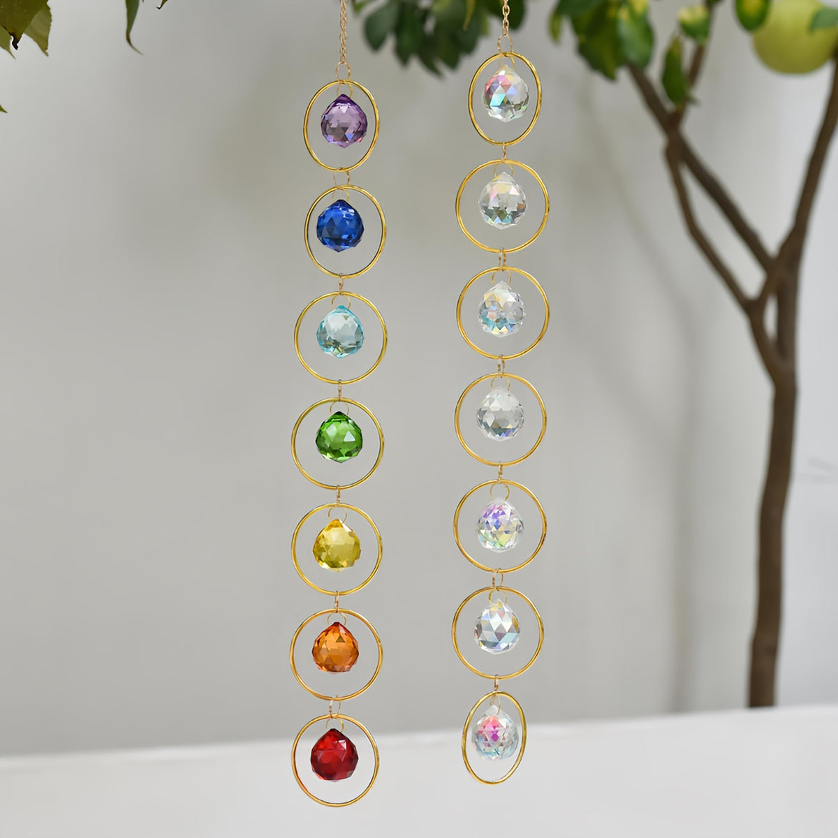 7 Chakra Crystal Suncatcher, AB Color, 30mm Crystal Ball Healing Suncatcher
