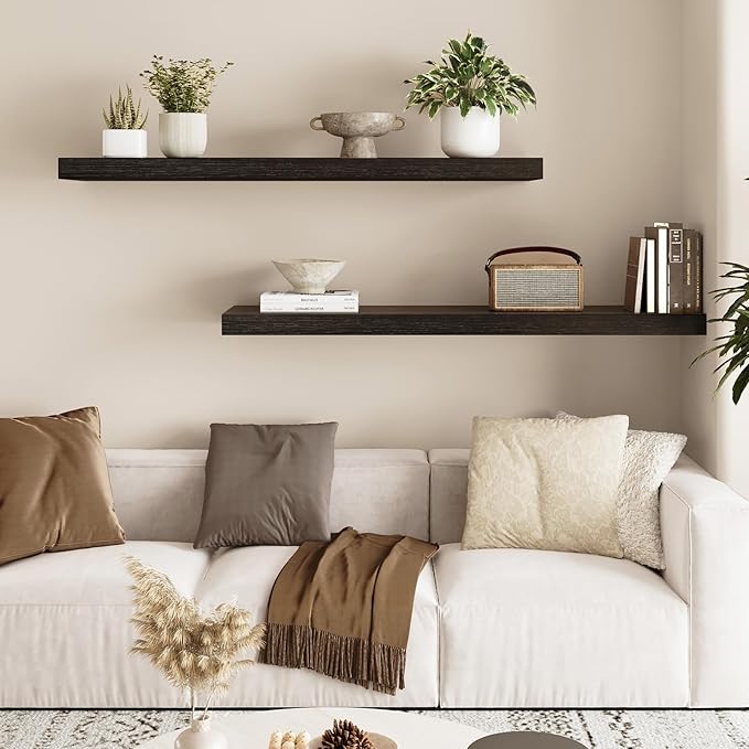 Fixwal Floating Shelves for Wall, 35.4" Long Heavy Duty Wall Mounted Rustic