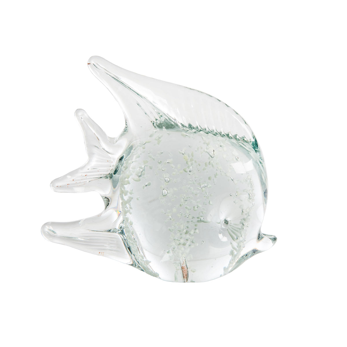 Beachcombers Large Luminous Glass Fish Figurine, 6.75-Inch, Clear