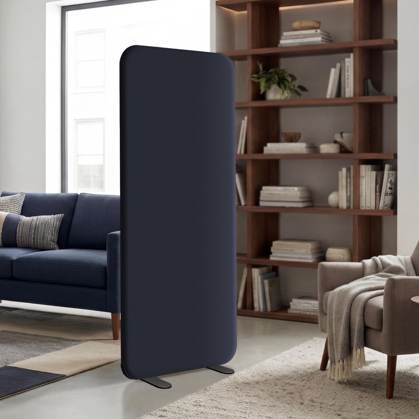 DECOLAB Standing Room Divider, Movable Partition Separator for Office, School, Living Area, Scratch-Resistant, 29"x65", Cobalt