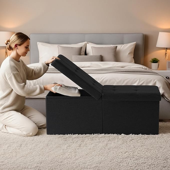 35-INCH Storage Ottoman Bench, Footrest