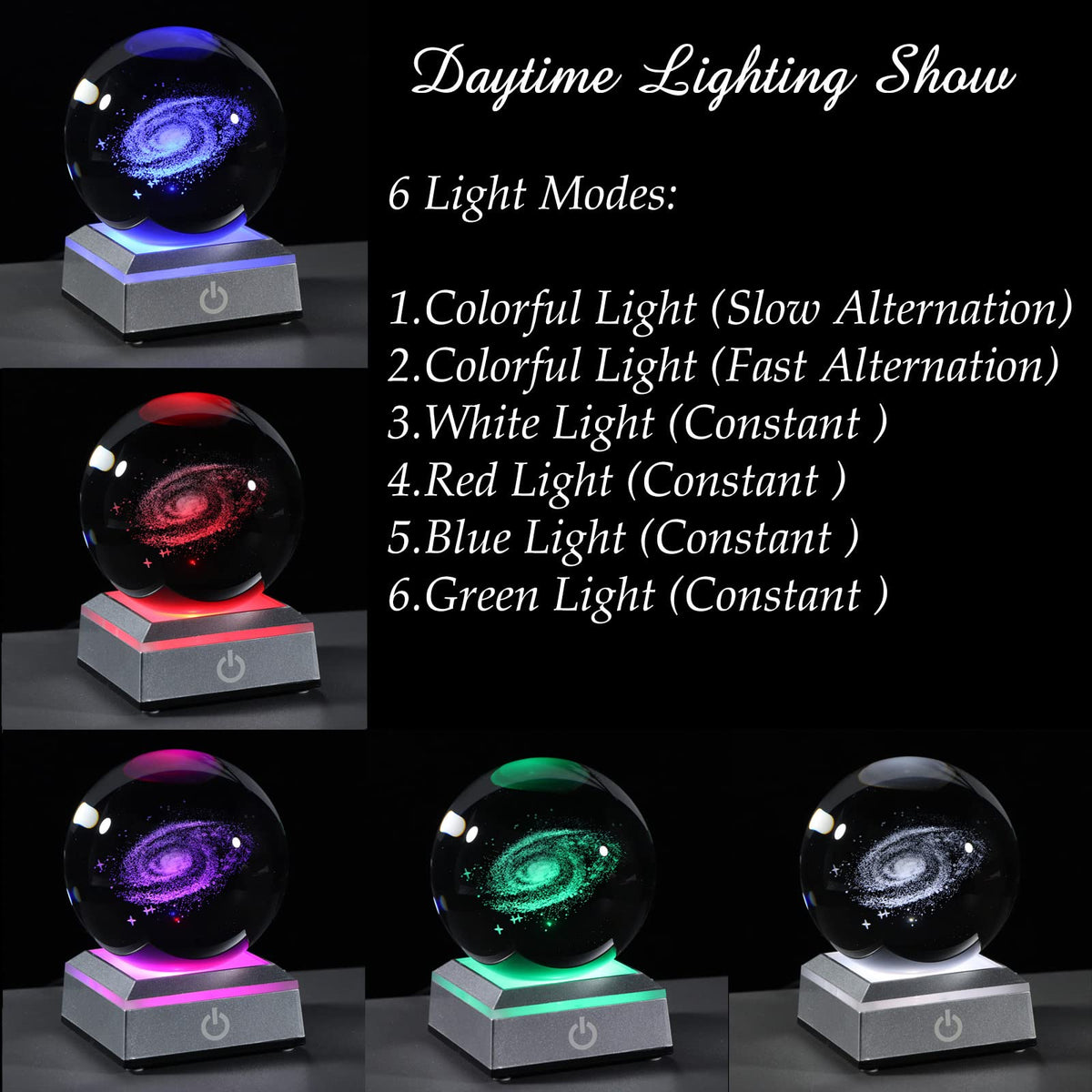Qianwei 3D Galaxy Crystal Ball Space Astronomy Science Gift Room Decor Lamp