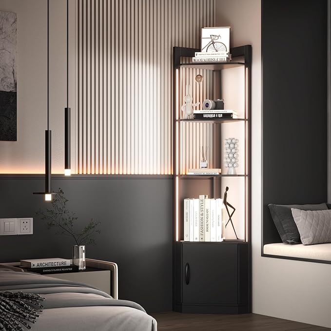 5-Tier Display Cabinet, RGBWIC LED Light, Remote & APP Control, Adjustable