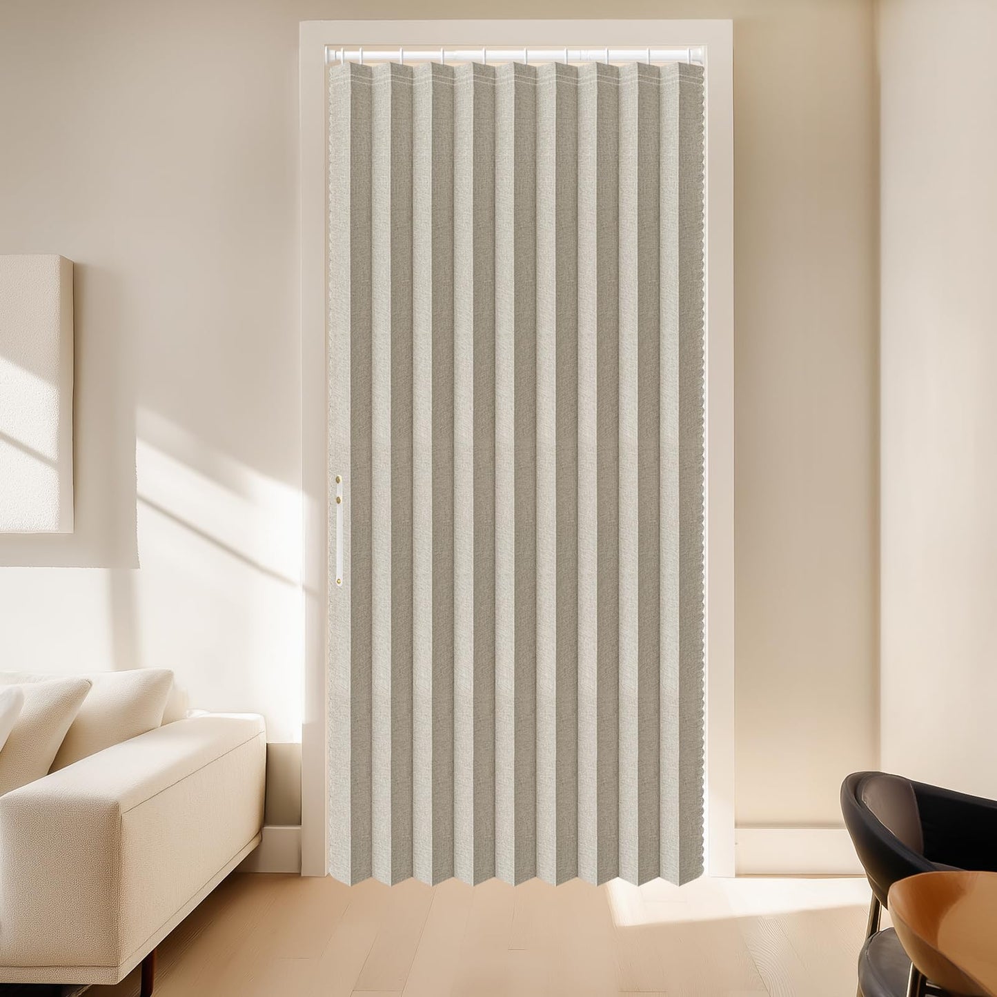 AJAZZ Blackout Door Curtains with Curtain Rods Included Magnetic Door Curtain Blackout Curtains for Bedroom, Doorway Curtain Sets (1 Pack, 42 W x 78 L, Cream White)