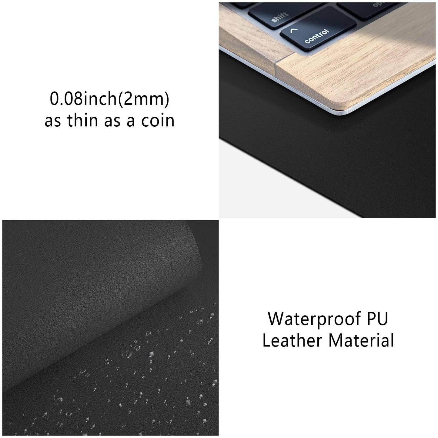 Leather Desk Pad Protector, Mouse Pad, Non-Slip Computer Mat for Desk, PU Leather Office Desk Mat for Home Office, Waterproof Laptop Desk Blotter Pad for Keyboard and Mouse, Black (13.7''X23.6'')