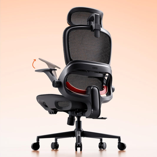 SIHOO B100 Office Chair, Comfy Ergonomic Office Chair, Computer Chair with Adaptive Lumbar Support & Wide Headrest, Flip-up Armrests, Swivel Desk Chair for Long Hours, Without Footrest, Black