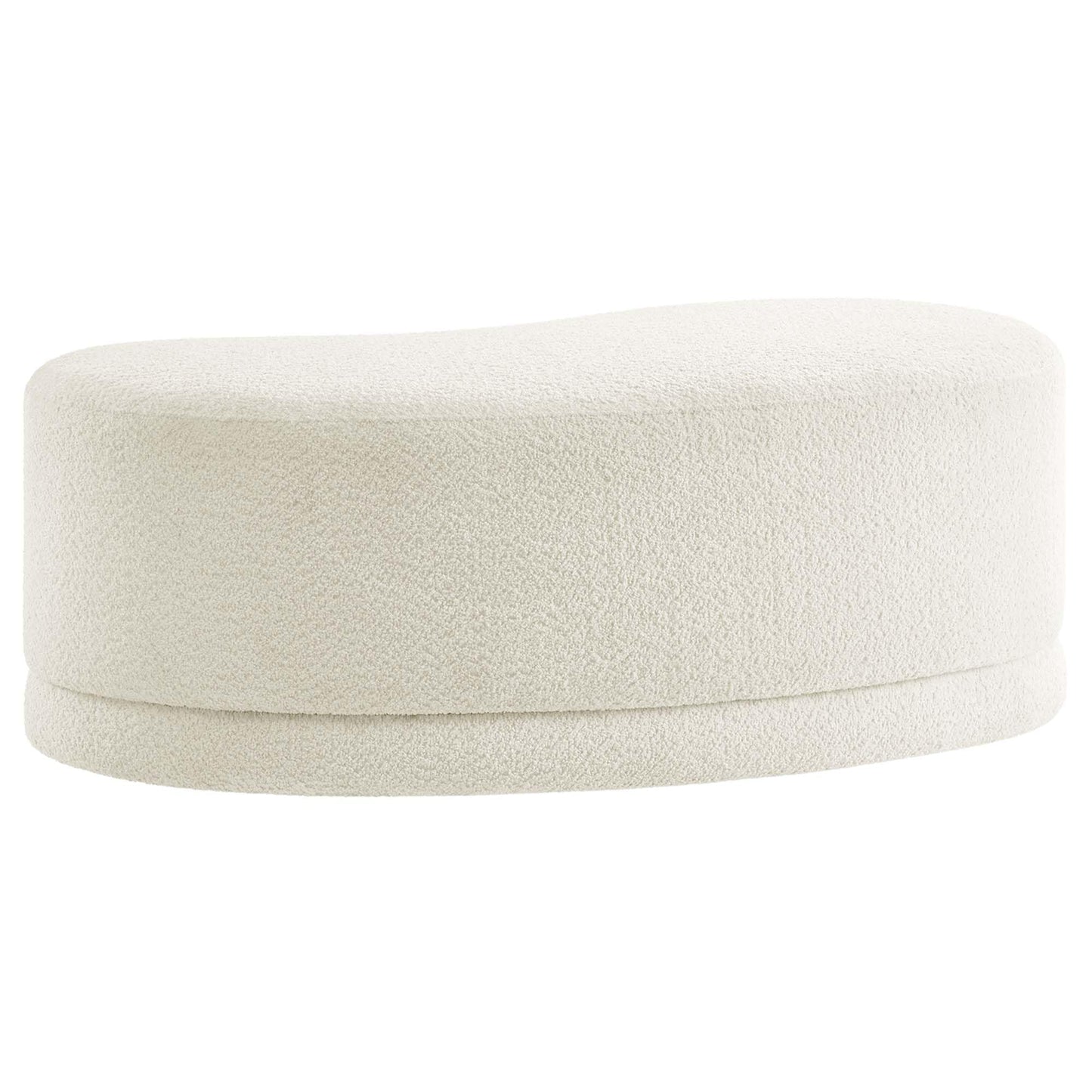 Modway Nimbus 48 Inch Curved Ottoman Bench in Cream - Soft Fabric Chenille Ottoman - Versatile Bedroom Bench - Bouclé Footstool - Upholstered Coffee Table - Bedroom and Living Room Furniture