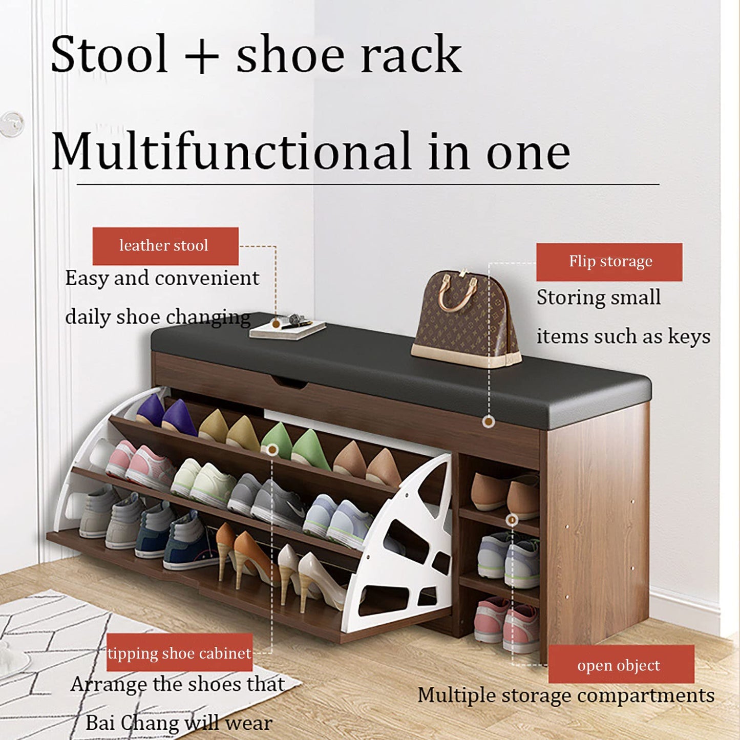 Benches Garden Bench Outdoor Patio Seating Backless Park Chair Lawn Path Slatted Seats,Shoe Storage Bench with Drawer - Wooden Shoe Stand Cabinet Rack - Flip-Drawer PU Padded Shoe Rack Organ