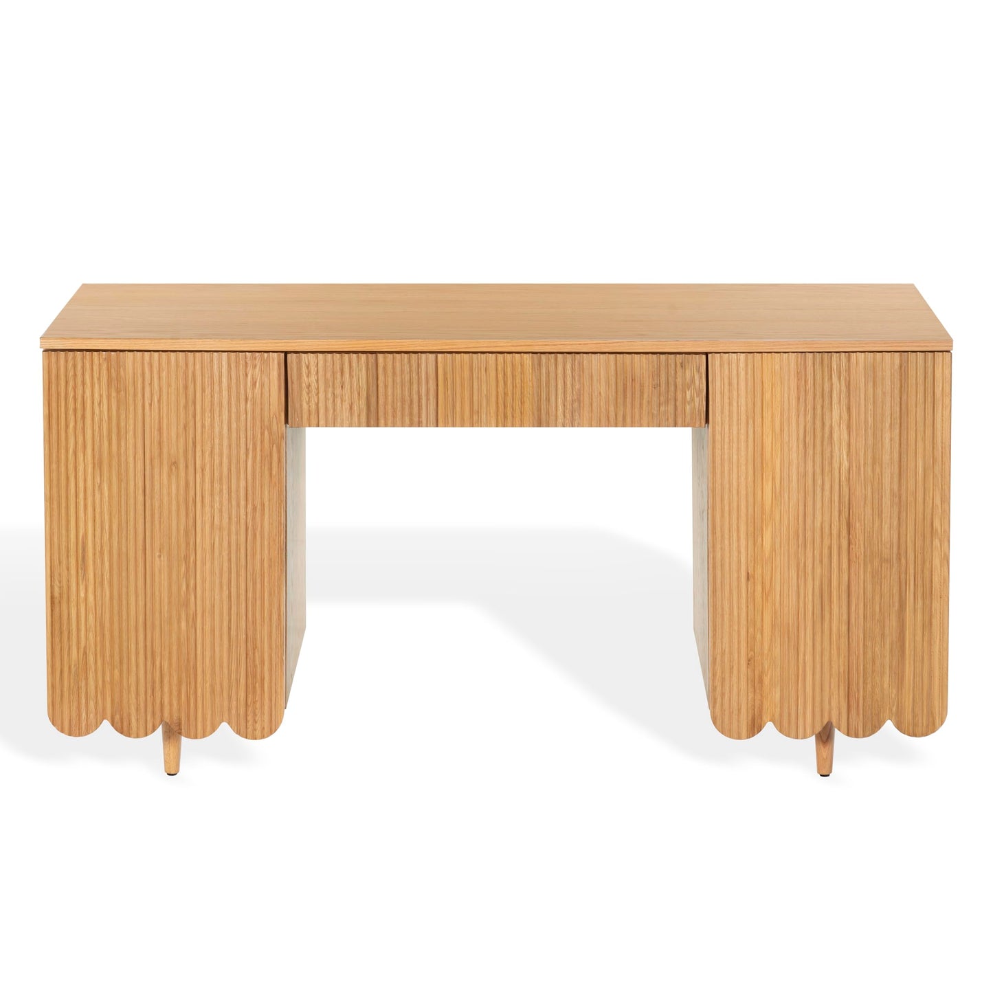 SAFAVIEH Couture Collection - Kristy Natural Fluted Wood Desk, Modern Writing Table with Textured Design (SFV4251A)