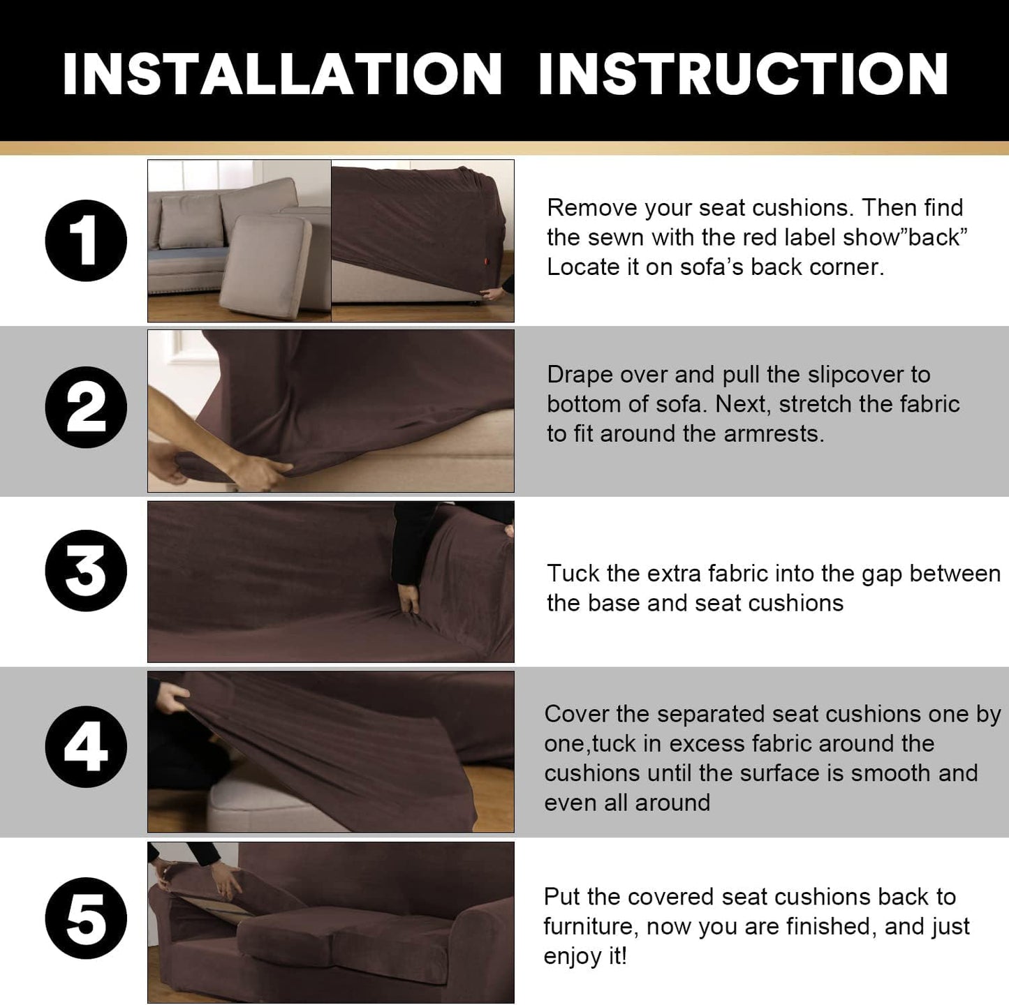PrinceDeco Velvet Couch Cover Loveseat Covers for 2 Cushion Couch 3 Piece Sofa Covers for Dogs Washable Loveseat Covers Width Up to 72 Inch No Slip Stretch Sofa Slipcover (Medium, Brown)