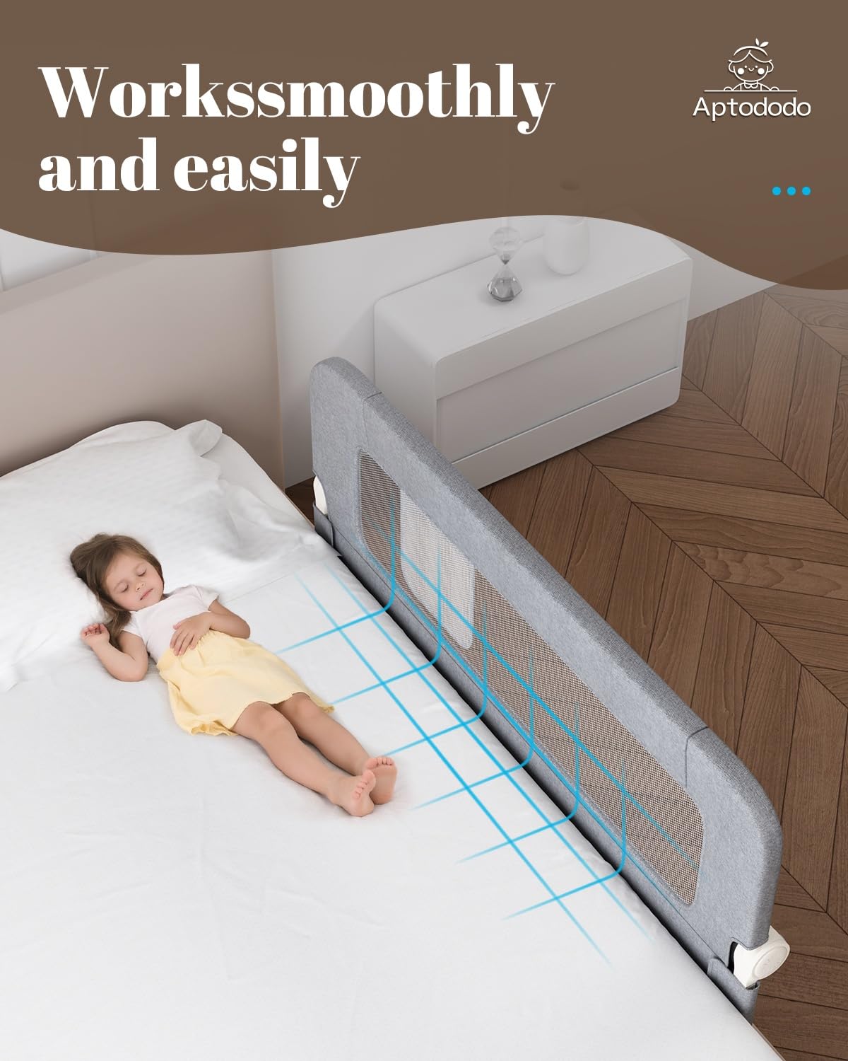 Aptododo 59" Upgraded Bed Rail for Toddlers with U-Shape Base, Toddler Bed Rails with More Stable and Secure, Fit for Twin, Full, Queen Size Bed,High/Low Mattresses, Box/Platform Bed