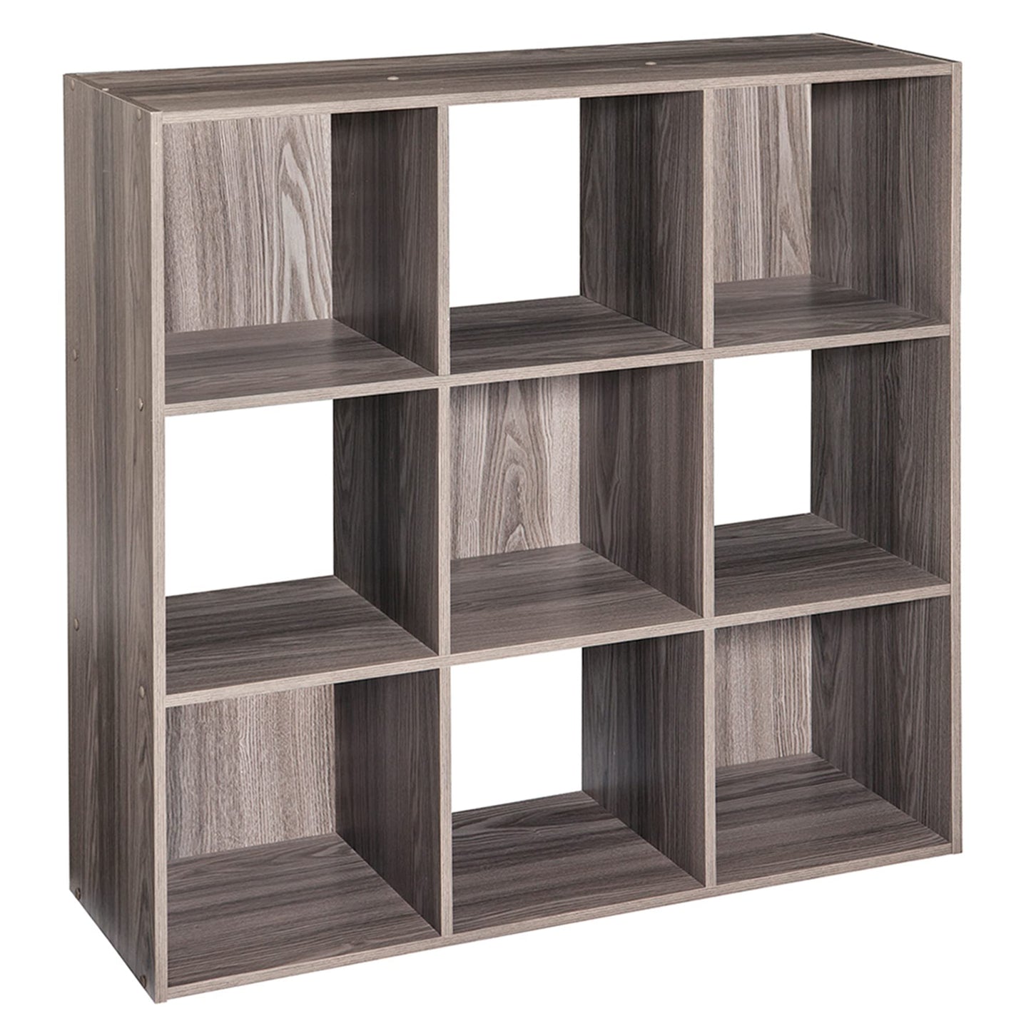 ClosetMaid Cubeicals 9 Cube Storage Shelf Organizer Bookshelf, Stackable, Square Shape, Easy Assembly, Wood, Natural Gray Finish
