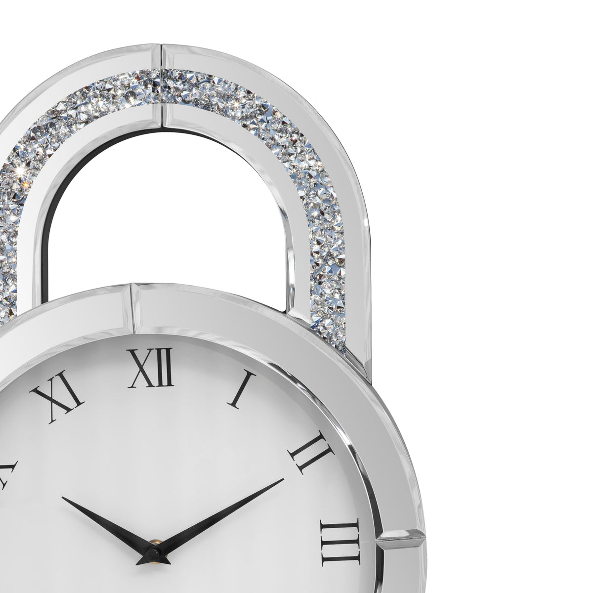 SHYFOY Decorative Wall Clock 31.5" Mirrored Pendulum Clock Silent Quality Quartz Luxury Large Wall Clocks with Crushed Diamond and Silver Glass for Living Room Home Decor & Gift