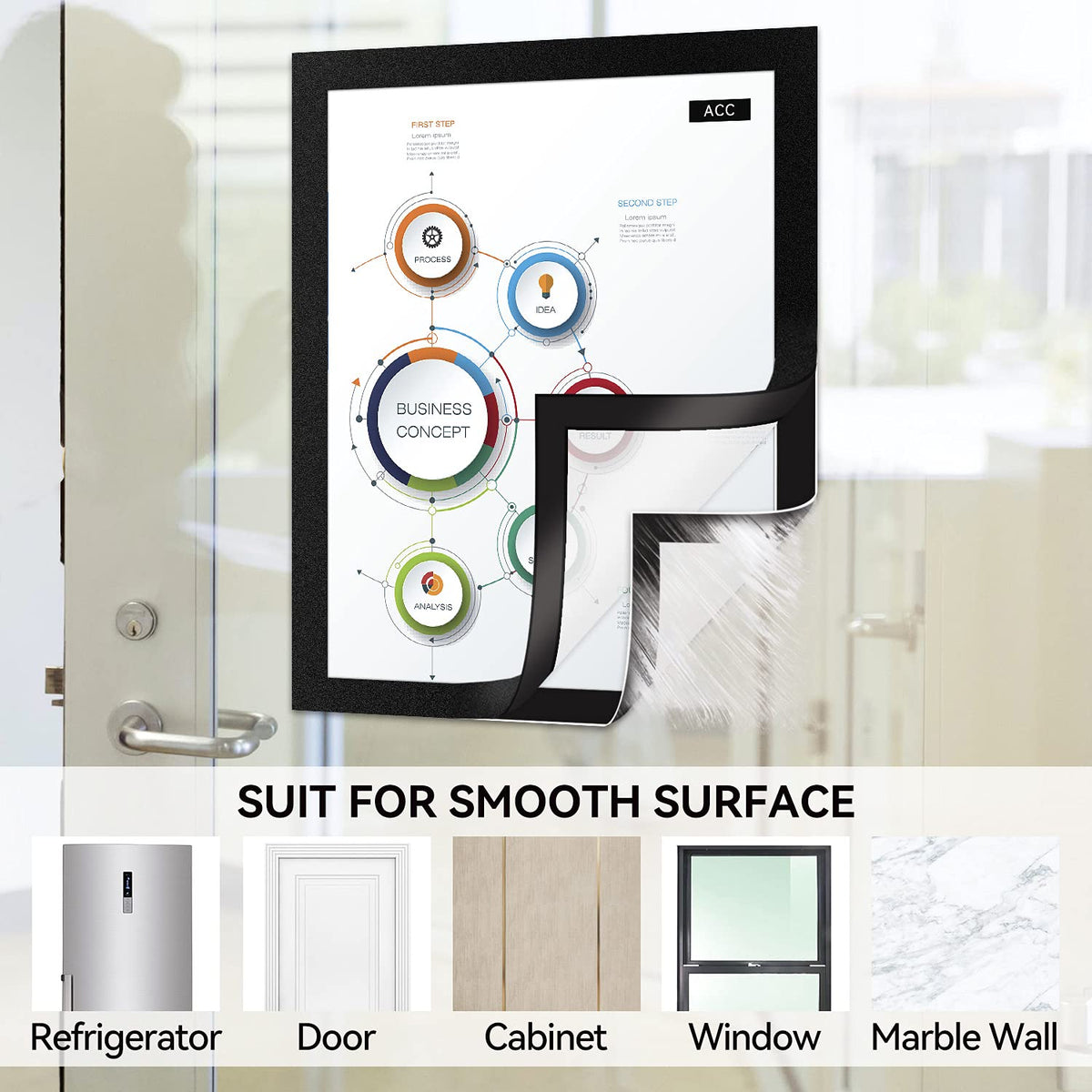 RÉΑLWÁY 10 Pack Magnetic Sign Holder 8.5 x 11 Magnetic Picture Frame, Magnetic Frame Self-adhesive Wall Sign Holder for Door/Fridge/Whiteboard/Window Sign Holder, Double-sided Display
