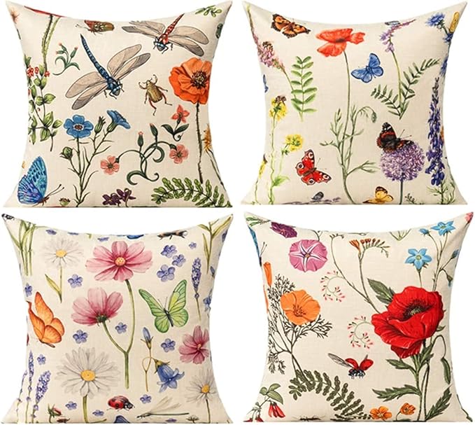 All Smiles Outdoor Patio Throw Pillow Covers 26x26 Set of 4 Summer Spring